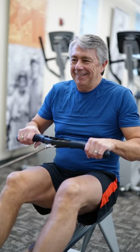 A man exercising as per primary doctor's orders
