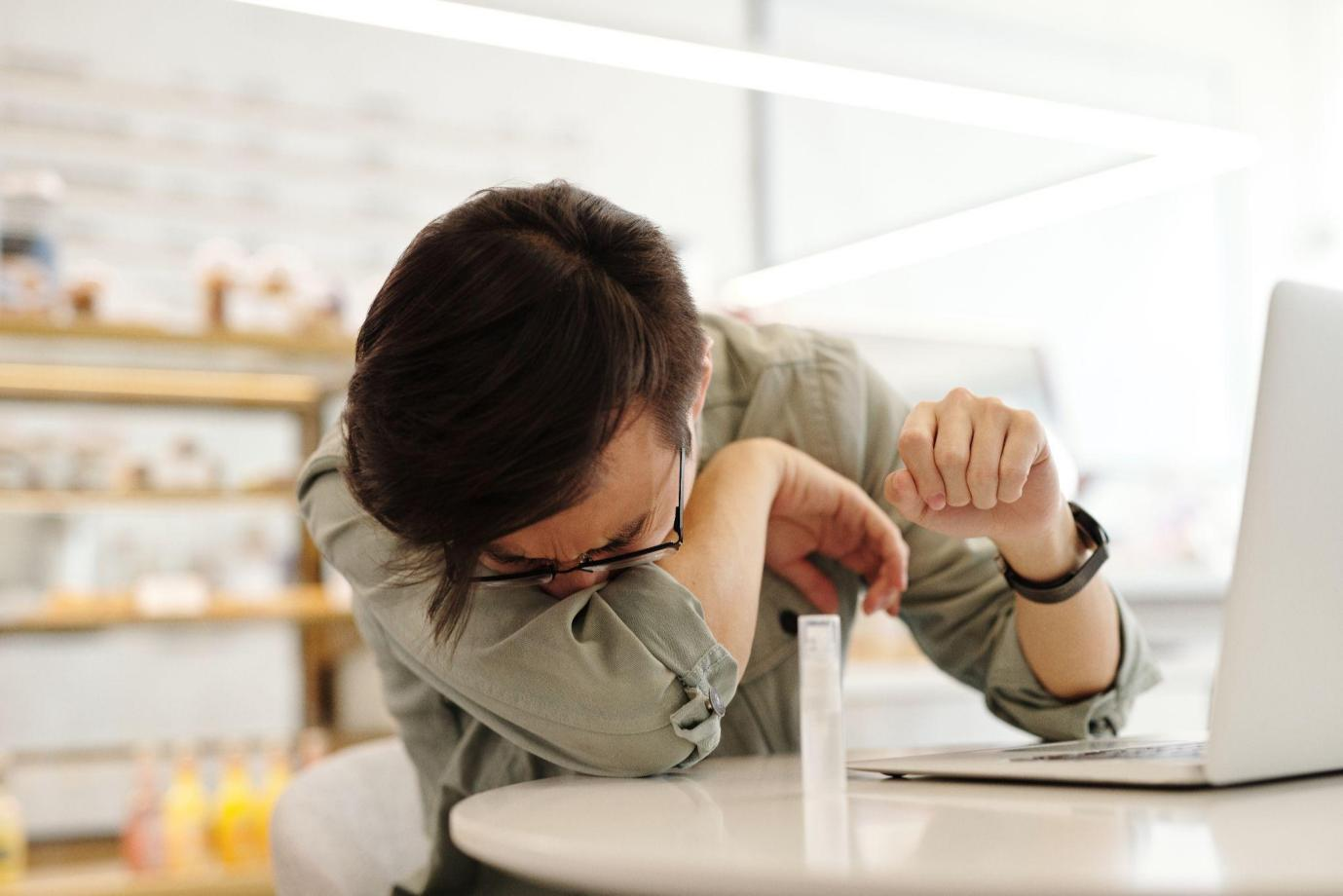 Man suffering from chronic cough in winter