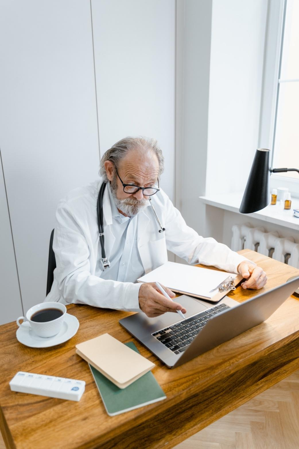 A doctor consulting a patient online