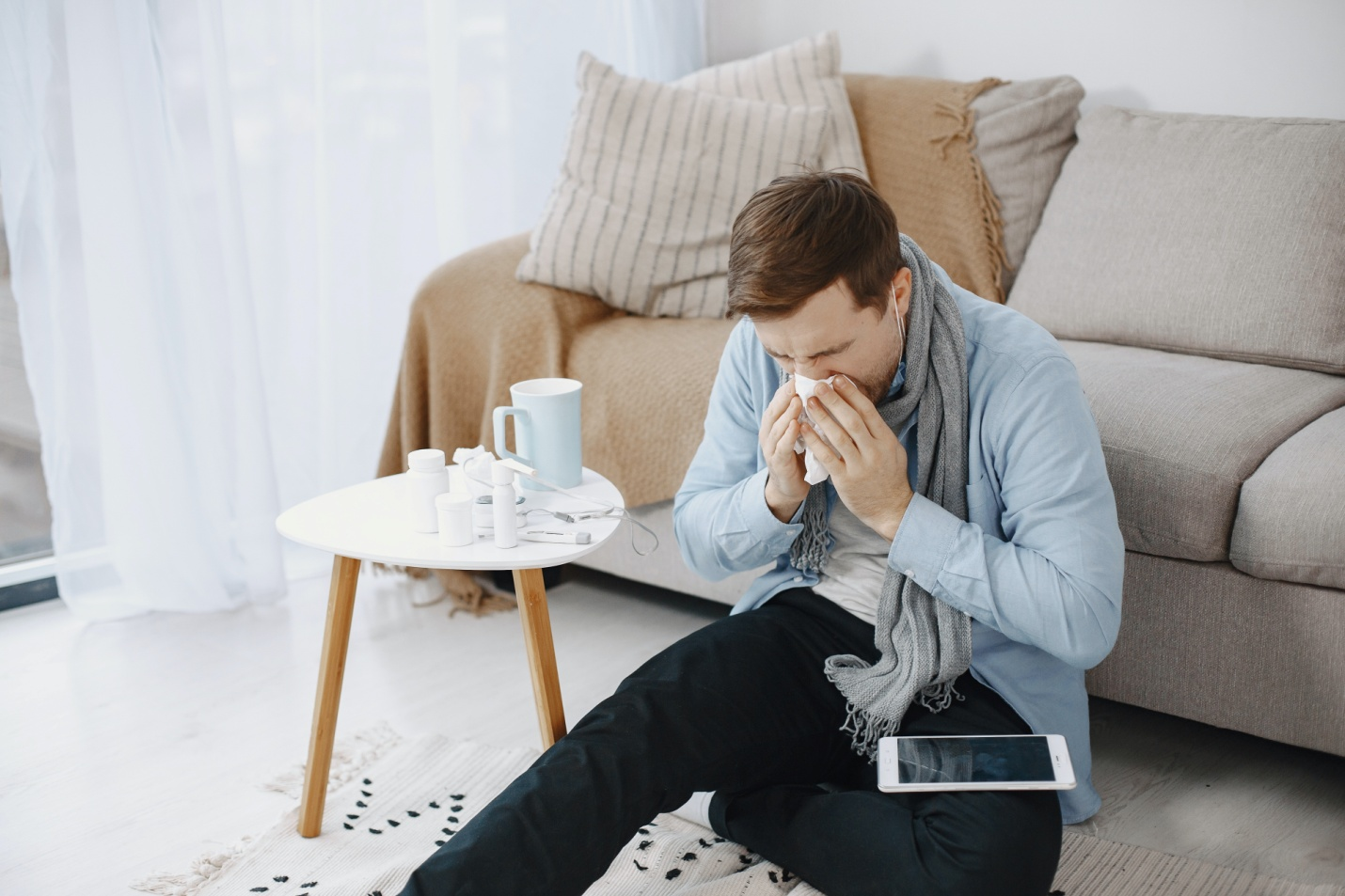 A man suffering from seasonal allergies.
