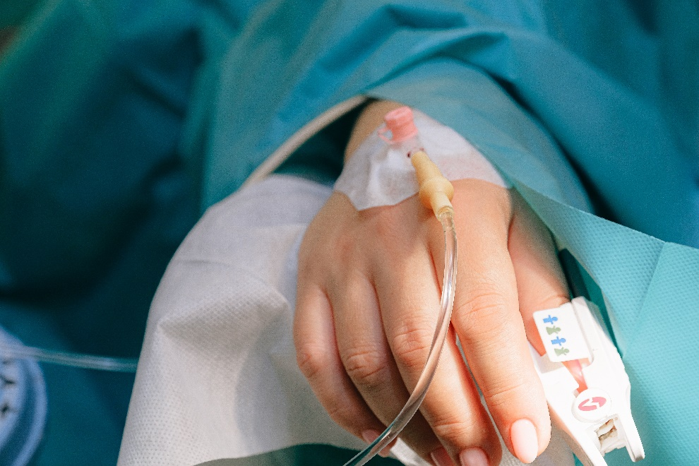 Patient with an IV line