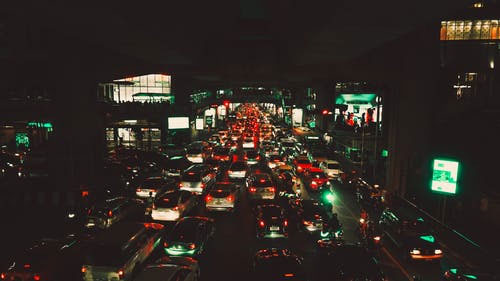People stuck in heavy traffic 