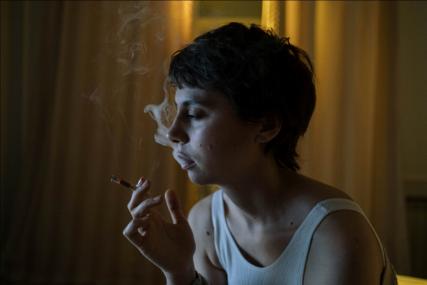 a woman smoking