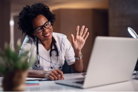 Doctor consulting a patient online