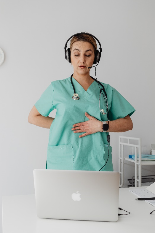 A female doctor providing virtual medical treatment