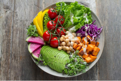 A bowl full of fresh, healthy food