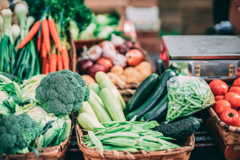 Baskets of vegetables