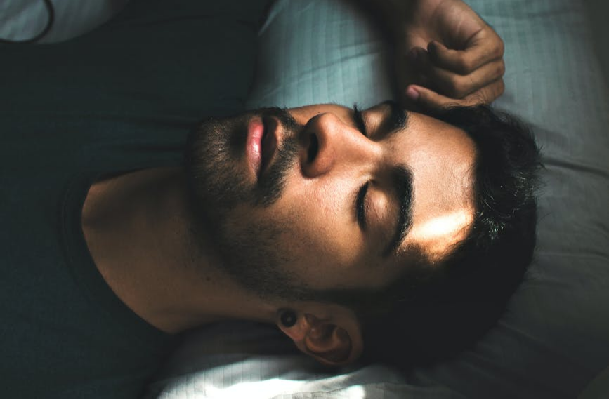 A man sleeping comfortably