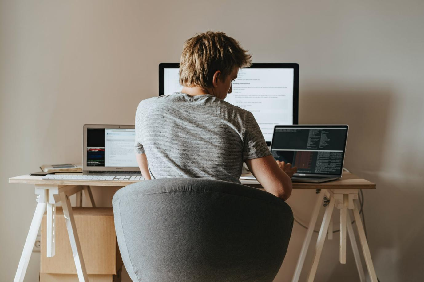 A man working in his home office
