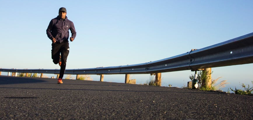 A man jogging outside