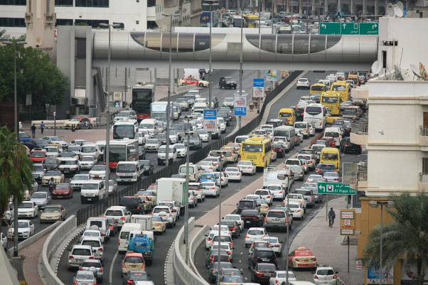 A lot of traffic on the road
