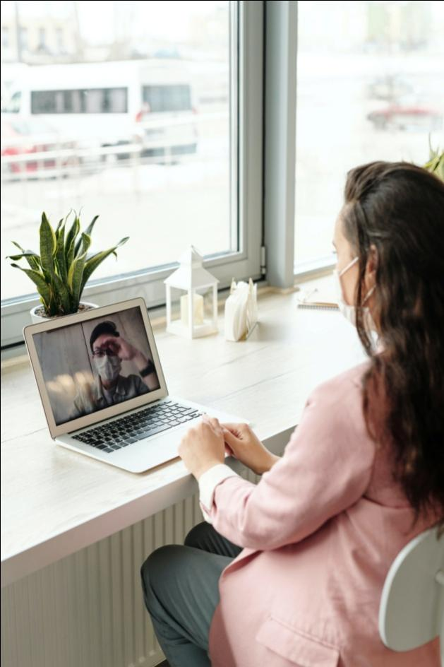 A woman working on her laptop 